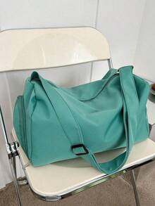 Bolsa deportiva y de yoga de doble hombro para cruce de fronteras, bolsa de viaje de gran capacidad y peso ligero para almacenamiento a corta distancia, bolsa de gimnasio impermeable con separación de húmedo y seco, adecuada para volver a la escuela, viajes, viajes de negocios, accesorios de viaje esenciales, accesorios escolares, cosas de la escuela - Verde - Ver 4
