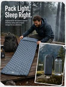 URBANWAVE Ultra-Lightweight Inflatable Camping Sleeping Pad, 580g Portable Inflatable Mat With Pillow Suitable For Hiking And Backpacking - Grey - View 4