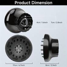 1pc Universal Hair Dryer Diffuser Attachment, Fits 1.4-2.6 Inch Hair Dryers, Suitable For Curly, Thick, Long Hair Women, Black - Black - View 5