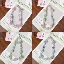 1pc New Ins Sweet Colorful Camellia Beaded Phone Case Chain, Universal Accessory Lanyard For Camera, Bag, Earphone, Phone - Multicolor - View 3