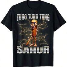 Tung Tung Tung Sahur T-Shirt Men Clothes Men's Men's Clothes T Shirt Men T Shirts For Men Summer Outfits Men Men's Summer Clothes Band T Shirts Mens Tshirts Holiday Outfits For Women Modest Summer Outfits Jersey Tops Women Resort In Style Women's Summer Clothing Tops Tops Summer Summer Outfits Tops For Women White Tops Party Top Father's Day Fathers Day Giftfestival - 黑色 - 查看 6