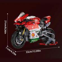 Blocchi da costruzione di motocicletta da corsa meccanica, modello di motocicletta realistico e dettagliato con parti mobili, giocattolo per adulti con assemblaggio ad alta difficoltà, regalo da collezione perfetto per ragazzi e adolescenti - Multicolore - Visualizzare 11