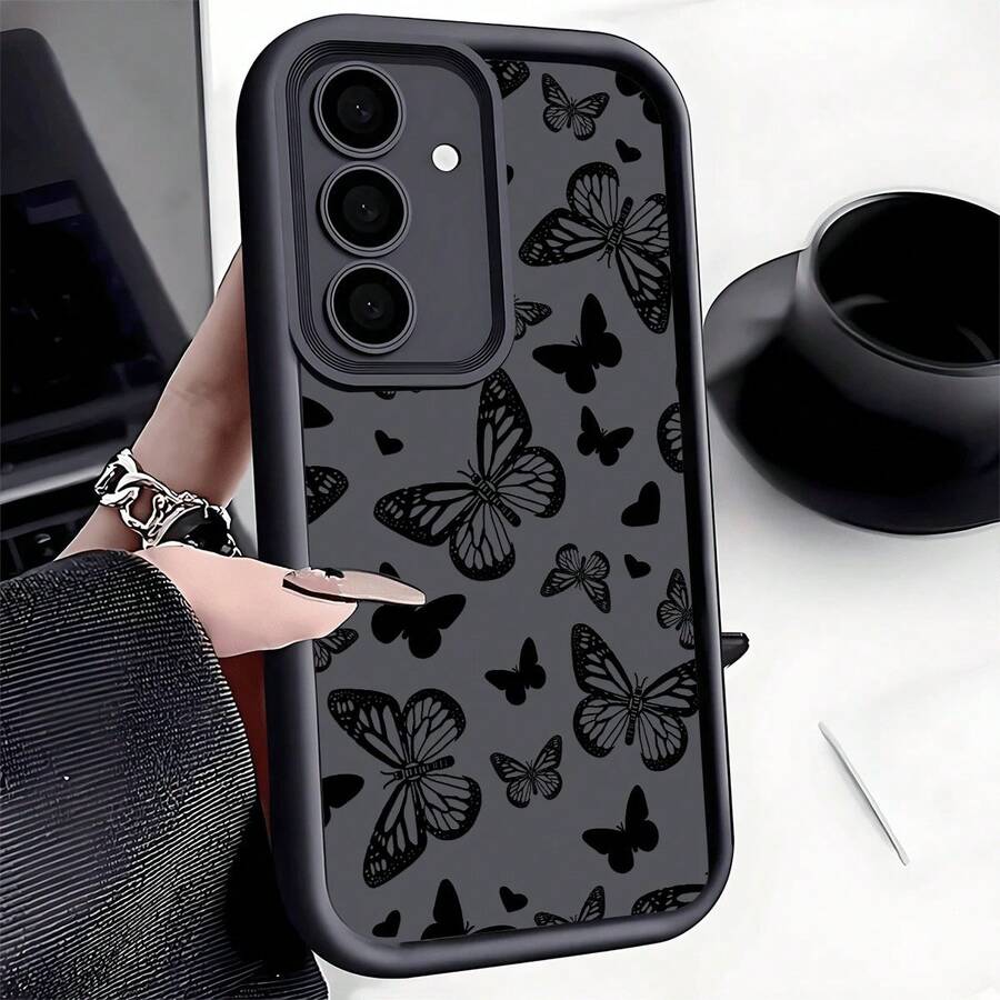 Funda de teléfono a prueba de golpes con gráfico inspirador de mariposa, compatible con iPhone, Honor - Negro 4 - Ver 1
