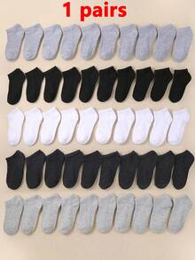30 paia di calzini corti tinta unita per bambini, disponibili in nero/grigio/bianco, adatti per neonati, bambini, ragazzi e ragazze. Design a taglio basso perfetto per scuola, sport e corsa, morbidi e confortevoli. Design a gancio a righe sul polsino, ottimo regalo per uso quotidiano, vacanze, compleanni, Ognissanti e Natale - Multicolore - Visualizzare 17