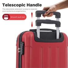 YONSLY 16 Inch Suitcase With Detachable Wheels 360° Combination Lock Double Zipper Soft Rubber Handle Trolley Travel Suitcase For Vacation - 紅色 - 查看 6