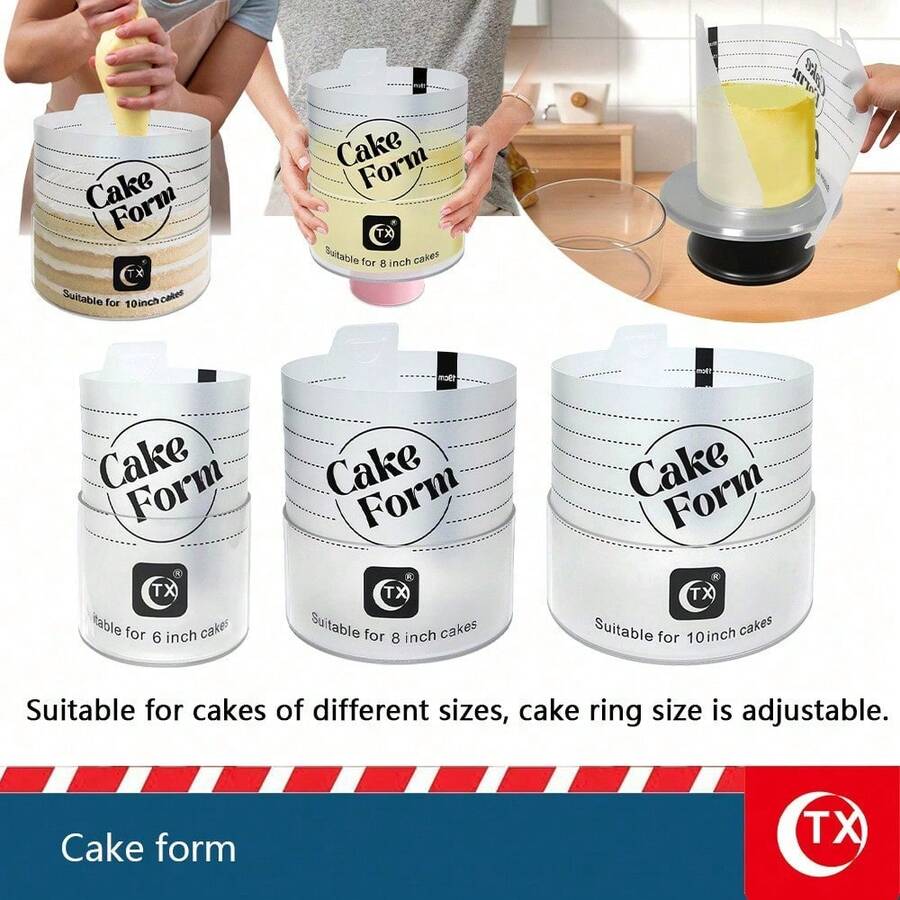 1/3pcs Adjustable Round Cake Mold, Retractable Mousse Cake Ring, Acrylic Round Baking Ring, Kitchen Tool Accessory - Multicolor - View 1