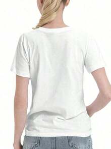 Explorer's Choice, Vintage National Park Painting Print, 220g Pure Cotton, Casual Crew Neck, Ideal For Nature Walks, Day Trips Or Relaxing. - 白色 - 查看 3