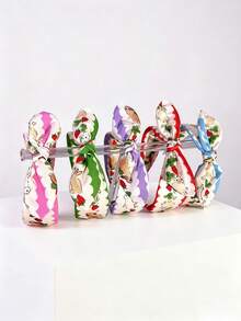 1pc Korean Style Cartoon Rabbit & Strawberry Print Bow Headband, Cute Girl Style Crown Headpiece, Versatile Hair Accessory For Daily Wear, Commuting, Travel, Photo Shoots Hairband - Multicolor - View 3