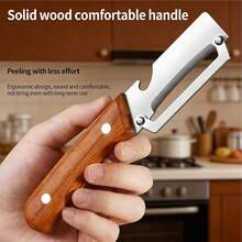 2pcs Multi-Function Peeler With Wooden Handle And Bottle Opener, 2-In-1 Stainless Steel Blades, Essential Kitchen Tool Designed For Peeling Various Fruits And Vegetables - Multiple Styles - View 6