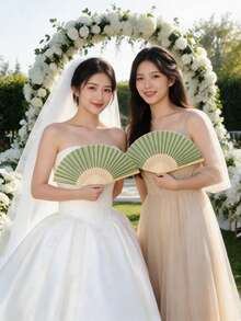 40pcs/Set Handheld Wedding Fans, No Assembly Required, Includes White Paper Fans, Bow Ribbons, Thank You Tags, Paper Trims, Suitable For Bridal Shower, Wedding Favors, Bulk Guest Gifts - Multicolor - View 9