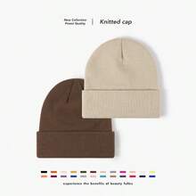 1 Buah Topi Ski Warna Polos, Topi Rajut Sederhana, Unisex, Cocok untuk Pemakaian Kasual Sehari-hari - MultiWarna - View 7