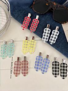 2pcs/5pcs Minimalist Casual Back To School Colorful Plaid Seamless Edge Hair Clips, Versatile Side Bangs Hairpins With Girly Style - Multicolor - View 2