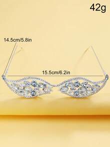 1pc Geometric Eyeglasses Frame, Exaggerated Women's Luxury Rhinestone Glasses Frame Without Lenses, Personalized Party Decoration - Silver - View 6