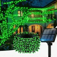 loyyz Đèn dây LED năng lượng mặt trời ngoài trời, 200LED/100LED/50LED/20LED đèn dây tiên với 8 chế độ, IPX4, trang trí lễ hội LED phù hợp cho cây, sân, vườn và tiệc, trang trí mái nhà ngày lễ, đám cưới, trang trí cây thông Noel - Màu xanh lá - Xem 10