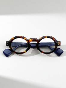Visivana 1 par de gafas unisex de montura redonda pequeña con remaches y montura gruesa, estilo retro de moda casual para la calle - Multicolor - Ver 7