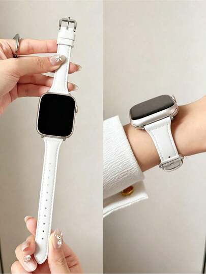 Solid PU Watch Band, Compatible With Apple Watch 42mm, 38mm, 40mm, 41mm, 44mm, 45mm, 46mm, 49mm, Fashionable Smart Watch Replacement Band, Suitable For Series Ultra2, Ultra SE2, SE 11, 10, 9, 8, 7, 6, 5, 4, 3, 2, 1 And More, For Women, Can Be Used As Student Back-To-School Gift