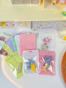 5/30/50pcs Macaron Color PVC Self-Sealing Bags, Fashionable Fresh Colors, Dustproof And Moisture-Proof With Good Sealing, Suitable For Cards, CDs, Jewelry Storage And Gift Packaging - One Size Fits All - View 3