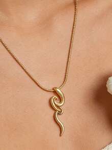 1PC Vintage Snake Pendant Necklaces For Women Gold Color Copper Geometric Snake Necklace Party Aesthetic Animal Hip Hop Jewelry Gift - Multicolor - View 7
