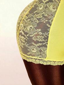 Mono Sexy con Encaje y Parches para Mujer de - Amarillo - Ver 4