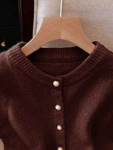 Chaleco de mujer elegante y minimalista, de estilo francés, versátil y elegante - Burdeos - Ver 2
