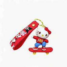 MINISO 三麗鷗卡通滑板造型吊飾鑰匙圈 可愛PVC手腕帶包包掛飾 軟橡膠鑰匙環 適用於後背包 手提包 車鑰匙 旅行 桌面裝飾 日常攜帶配件 錢包收納整理 - 款式2 - 查看 4