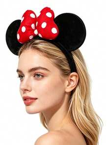 Disney 2入米奇老鼠耳朵髮箍，生日裝扮髮箍，女性成人藍色亮片老鼠耳朵髮箍附城堡蝴蝶結，適合樂園佩戴 - Q - 查看 2