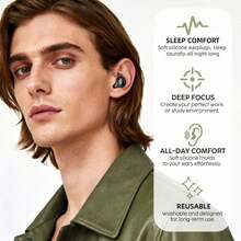45dB Noise Cancelling Sleeping Earplugs - Reusable Silicone Earplugs With 6 Ear Tips And Travel Case, Soft Comfortable Design For Concerts, Snoring, Travel, Study, Music Events Ear Protection, Compact Storage Case, Durable Earplugs - White Suit - View 7