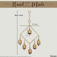 Handmade Rustic 6 Bells Hanging Wind Chime U2013 Vintage Cow Bells On Metal Frame, Boho Farmhouse Wall Hanging, Wind Chime For Home, Patio, Garden &Amp; Christmas Décor - White - View 3