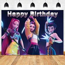 1 pieza Decoraciones para ambiente de fiesta con temática de ídolos K-POP, Cazadores de demonios K-Pop, Caza de brujas de K-Pop, Tela de fondo, Decoración de fiesta de cumpleaños, Regalos de decoración de fiesta del grupo de Caza de brujas para niños - Multicolor - Ver 3