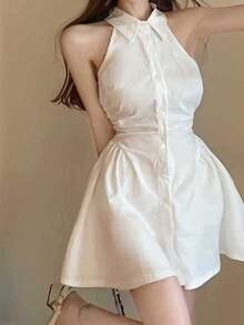 Women Midi Dresses - White - View 1