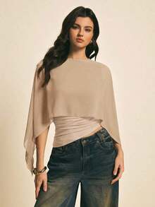 Women's Brown Shawl Collar Casual Blouse, Elegant Blouses For Women, Casual Blouses For Women, Suitable For Daily Wear, Going Out, Coming And Going In Autumn/Winter, Blouse Of - 卡其色 - 查看 5