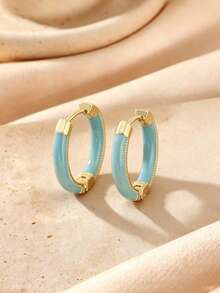 1 Pair Fashion Vintage Copper Oil Drip Geometric Round Stud Earrings Elegant High-End Women's Earrings Valentine's Date Gift - Round - View 7
