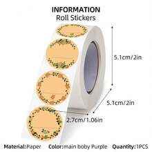 500pcs/Roll Brown Kraft Paper Handmade Thank You Self-Adhesive Stickers, Writable, Suitable For Handmade Baking, Envelope Sealing, Crafts, Gift Bags, DIY Decoration, Birthday, Wedding Decor, PVC Durable Adhesive, Highly Recommended For Small Business Owners, Back To School - Multicolor - View 7