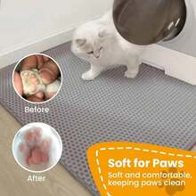 Double-Layer Hollow Cat Litter Mat - Easy To Clean Grid Design, Strong Odor Control, Prevent Litter Tracking, Pet Floor Protection Mat, Daily Hygiene For Cats - Multicolor - View 3