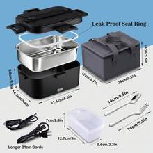 100W 3-In-1 Electric Lunch Box, 1.8L Compartmentalized Design – Heats, Stews & Reheats, Ideal For Office And Car Use - US A Type Plug(110-127V) - View 13