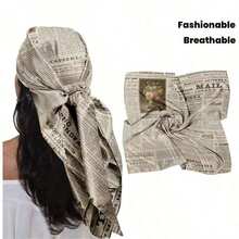 1pcs Square Scarf 35inch Retro Newspaper Print Headscarf Women Casual Fashion Headscarf Square Scarfs - 彩色 - 查看 8