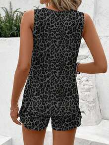 Conjunto de 2 piezas de top de tirantes con estampado de caballo blanco y shorts a rayas, adecuado para uso casual diario, primavera/verano - Multicolor 12 - Ver 2