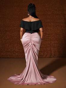 Vestido elegante y romántico ajustado, nuevo para primavera 2026, con cuello en V con volantes de color contrastante, adecuado para fiestas, salidas y uso diario en verano - Multicolor - Ver 6