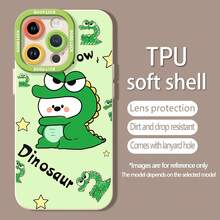 Lindo dinosaurio verde de dibujos animados con estrellas. Esta elegante funda para teléfono es compatible con Samsung, Apple, VIVO, OPPO, , Transsion, ,  y Honor. Hecha de silicona TPU, ofrece protección contra golpes y caídas, además de una sensación superior. Es un regalo ideal para familiares, amigos y seres queridos, y una opción perfecta para el Día de San Valentín y Año Nuevo. Funda para teléfono, funda para iPhone 17 Pro Max, funda para iPhone 17 Pro, funda para iPhone, funda para iPhone 16, funda para iPhone 16 Plus, funda para iPhone 15 - Blanco - Ver 5