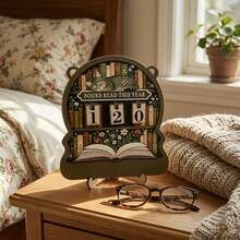 1/3pcsBooks Read This Year Wooden Reading Tracker Calendar, Rotating Number Counting Decorative Ornament For Book Lovers, Home Library & Bookshelf Display - Reading Counting Ornament - View 4