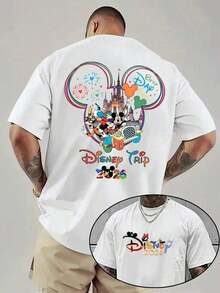 Disney Men's Casual T-Shirt, " Trip 2026" Castle & Characters Print (Back & Front), Festive & Colorful Design, Perfect For Family Vacations - White - View 5