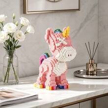 4900pcs Cute Rainbow Unicorn Micro Building Blocks Kit, 3D Animal Mini Particle Assembly Bricks, DIY Stress Relief Puzzle Figurine, Aesthetic Desktop Ornament, Birthday Holiday Gift For Girls Kids Room Decor Collectible Toy - Multicolor - View 5