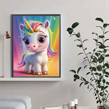 5D DIY 彩虹獨角獸鑽石畫套裝 - 全鑽水鑽藝術，可愛卡哇伊幻想手工藝品，適合成人與女孩，無框家居牆面育嬰室裝飾與閃亮禮物 [30x40cm/11.8x15.7in]，閃亮套裝 - 查看 2