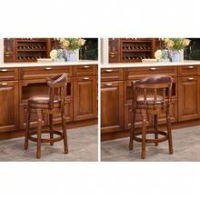 Wooden Bar Stool With Cowhide Upholstery, 360° Swivel, With Backrest, For The Kitchen Counter, Modern Bar Stool - Brown - View 11