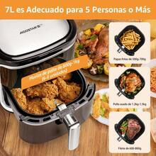 Freidora de Aire Inteligente 1750W, 7L de Capacidad, 7 Menús Preprogramados, Control de Temperatura y Temporizador, Cesto Antiadherente y Fácil de Limpiar - Aigostar - Tipo de Enchufe A USA (110-127V) - Ver 5