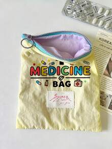 「Medicine」圖案印花便攜藥袋 藥丸收納盒 急救包 化妝包 零錢包，適合日常使用/戶外/旅行，旅行收納、化妝品、手機及其他小物品收納，旅行必備，聖誕禮物，個性化禮物袋，教師節禮物，小禮物交換，房間裝飾 - 彩色 - 查看 5