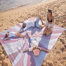 1pc Extra Large Light Pink Radiant Pattern Quick-Dry Beach Blanket, Suitable For 1-3 Adults - Lightweight, Durable Polyester Fabric - Perfect For Travel, Camping, Hiking And Leisure Beach Time, Beach Mat, Camping Ground Cover - Light Pink Radial Pattern - View 1