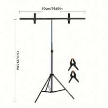 Stand Latar Belakang Fotografi Portabel Berbentuk T, Set Stand Fotografi dengan Penjepit*2, Palang Tebal + Alas Penopang Segitiga, Lebih Stabil dan Aman, Desain Tombol, Tinggi Dapat Diatur, Cocok untuk Pesta Liburan, Fotografi Dalam Ruangan/Dekorasi Latar Belakang - View 3