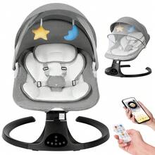 Electric Baby Swing,Baby Bouncer,Electric Cradle With Music,5Speed Auto Swing,3Position Adjustable Seat,10 Lullabies,Dual Power,Newborn - Grey - View 11