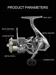 BILLINGS Spinning Reel,5.2:1Gear Ratio Spinning Fishing Reel,Freshwater Saltwater Fishing Reel,8KG Max Drag,Ultra Smooth Metal Spool,Metal Single/Double Rocker Left Right Interchangeable - Silver - View 10
